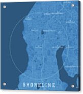 Shoreline Wa City Vector Road Map Blue Text Acrylic Print