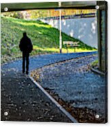 Silhouette Of Person In Subway Underpass Acrylic Print