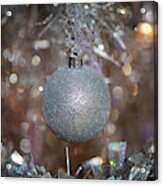 Silver Ball On Silver Tree Acrylic Print