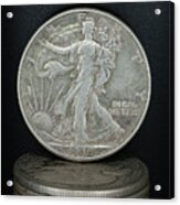 Silver Coins 1945 Walking Liberty Half Dollar Acrylic Print