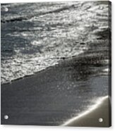 Silver Sea Water Meets Sand 4, Mediterranean Coast Acrylic Print