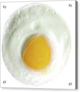 Single Egg, Sunny Side Up, Isolated On White, Perfect Yolk In Ce Acrylic Print