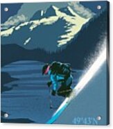 Ski Big White Retro Travel Poster Acrylic Print