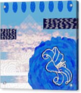 Sky Blue Motif Collage Pillow Designs For Home Decor Acrylic Print