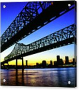 Walking To New Orleans - Crescent City Connection Bridge, New Orleans, La Acrylic Print