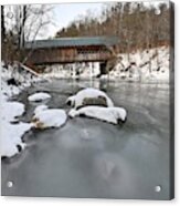 Snow And Ice Under The Bridge Acrylic Print