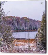 Snow Covered Fall Lake Iin Michigan Acrylic Print