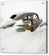 Snow Cruiser - 1 Of 3 - 1947 Chevy Coup In A Nd Snow Scene Acrylic Print