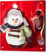 Snowman Ornament Christmas Doll Acrylic Print