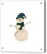 Snowman With Tassel Hat Acrylic Print