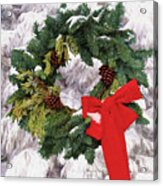 Snowy Christmas Wreath Acrylic Print