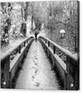 Snowy Walk In Black And White Acrylic Print
