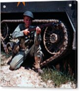 Soldier With Rifle In Training - Fort Knox 1942 Acrylic Print