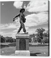 Sower Statue On The Campus Of The University Of Oklahoma In Black And White Acrylic Print