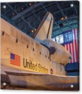 Space Shuttle Discovery Flag Acrylic Print