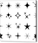 Sparkle Star Icon Set - Vector Stock Illustration. Different Forms Of Stars, Constellations, Galaxies Acrylic Print