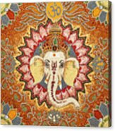 Spice Ganesha Lotus Mandala Acrylic Print