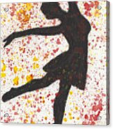Splash Dance Black Silhouette Of A Dancer Against Splashes Of Yellows And Reds Acrylic Print
