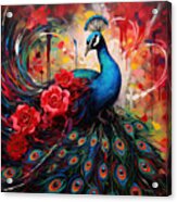 Splendor Of Love And Glory - Peacock Colorful Artwork Acrylic Print