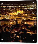 St Helena Cathedral And The City Of Helena At Night Acrylic Print