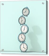 Stack Of Alarm Clocks Acrylic Print