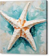 Starfish Serenade - Teal And Orange Art Acrylic Print