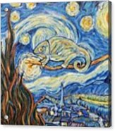 Starry Night Chameleon, A Tribute To Van Gogh, Acrylic Print