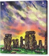 Stonehenge Ancient Monument At Sunset Acrylic Print