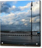 Strong Wind On The Malecon Acrylic Print