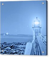 Stylized Classic Blue Hour Marshall Point Lighthouse Maine Acrylic Print