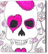 Sugar Skull And Roses Acrylic Print