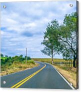 Sugarcane Plantations Are Crossed By Roads And Highways In The Rural Area Of Piracicaba. Acrylic Print