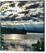 Sun Rays And Storm Clouds Over Rangeley Maine Acrylic Print