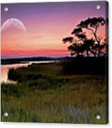 Moonrise Over Assawoman Bay, Delaware Acrylic Print
