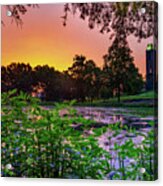 Sunrise Over Potter Lake And The Campanile Tower Acrylic Print