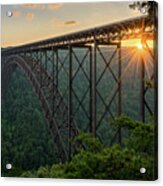 Sunset At The New River Gorge Bridge In West Virginia Acrylic Print