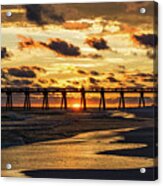 Sunset At The Pensacola Beach Fishing Pier Acrylic Print