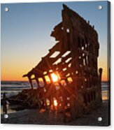 Sunset At The Peter Iredale Wreck Acrylic Print