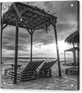 Sunset Beach Vibes Black And White Acrylic Print