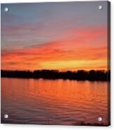 Sunset Draped In Vermilion Over The River Acrylic Print