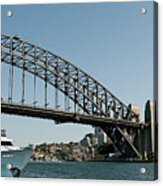 Super Luxury 45mtr Motor Yacht Passing Under Sydney Harbour Brid Acrylic Print