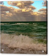 Surf, Sunrays And Clouds Acrylic Print