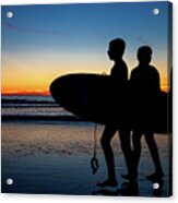 Surfers' Silhouette Acrylic Print