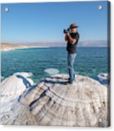 Taking Photographs At The Dead Sea Acrylic Print