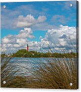 Tall Grass And Lighthouse Acrylic Print