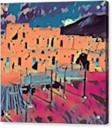 Taos Pueblo Sunset #1 Acrylic Print