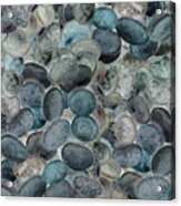 Teal Beach Rocks Collection Watercolor I Acrylic Print