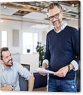 Team Having Meeting Over New Business Plan Acrylic Print