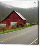 Tennessee Road Trip - Foggy Morning With Roadside Barn Acrylic Print