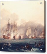 The Battle Of Trafalgar By Samuel Drummond Acrylic Print